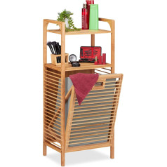Relaxdays Vannas istabas plaukts ar veļas grozu Noņemams saliekams bambusa plaukts HBT 95 x 40 x 30 cm Dabisks / pelēks poliesteris