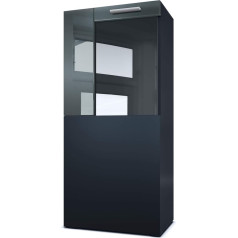 Vladon Matēts melns / pelēks spīdums - moderna stikla vitrīna - (W x H x D): 50,5 x 111 x 32,5 cm