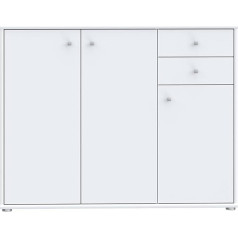 Forte Tempra 2 kumode ar 3 durvīm un 2 atvilktnēm, koka, balta, W x H x D: 108,8 x 85,5 x 34,8 cm