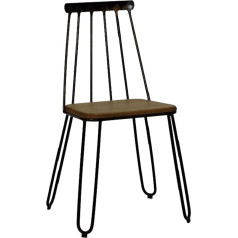 Addecor Ēdamistabas krēsls brūnā krāsā | Dzīvojamās istabas krēsls no masīvkoka stieņiem un ar koka sēdekli | 38 x 36 x 86 cm | Gruzijas modelis | Industriālā stila virtuves krēsls