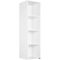 Casaria ® Grāmatu plaukts ar 4 nodalījumiem, 106 x 30 x 30 cm, slīpuma aizsardzība, grīdas aizsargs, 40 kg ietilpība, dzīvojamā istaba, guļamistaba, biroja plaukts, stāvošs plaukts, kubu plaukts, balts