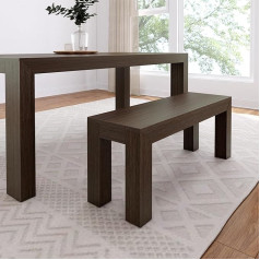 Plank+Beam Maxwood Furniture Ēdamistabas soliņš, masīvkoka ieejas soliņš, koka āra soliņš, moderns pusdienu soliņš virtuvei, ēdamistabas mājas birojam, viegla montāža, valriekstu matēta stieple, 1245mm