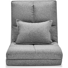 Relax4Life Salokāms grīdas krēsls ar 5 regulējamiem atzveltnes atzveltnēm, dīvāns ar spilvenu, atlokāms dīvāns, atpūtas krēsls miegam, lasīšanai, meditācijai, sēdekļa spilvens viesistabai (pelēks)