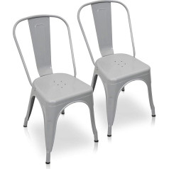 La Silla Española Spāņu krēsls - 2 Tolix taburešu komplekts ar atzveltnēm. Industriāli pelēks 85x54x45,5