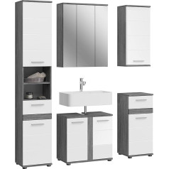 Xonox.home Blake X02B2B01 Vannas istabas 5 detaļu kombinācija baltā, spīdīgā krāsā, sudraba krāsā, dūmu krāsas replika