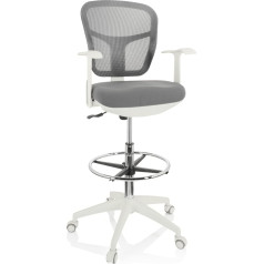 Hjh Office Top Work 760009 Darba krēsls 108 W Mesh Ergonomisks letes krēsls ar gredzenveida kāju balstu pelēks/balts