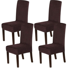 XDKS Ēdamistabas krēslu pārvalki Samta ēdamistabas krēsli Parsons krēslu pārvalki Modern Stretch Chair Protective Cover Noņemams mazgājams pārvalks (4 gabali, brūns)