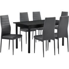 [En.casa] Ēdamgalds pelēks 140 cm x 60 cm x 75 cm + krēsli pelēki 96 cm x 43 cm