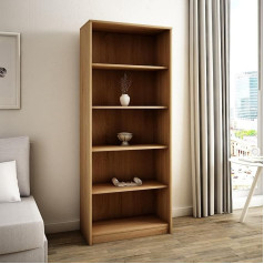 Home Collective Grāmatu plaukts ar 5 līmeņiem, matēta apdare, 74 cm plats, 4 plaukti, ideāli piemērots guļamistabai, viesistabai, priekšnamam, izturīga lamināta plāksne, 16 mm biezs, Sonoma