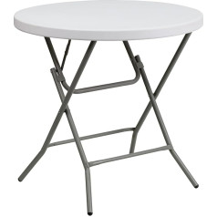 Flash Furniture Opulent Garden 82cm apaļš plastmasas izvelkamais galds balts / pelēks