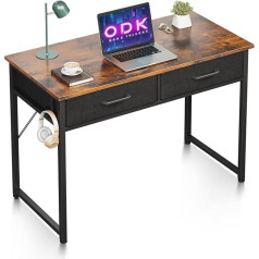 ODK Rakstāmgalds ar 2 atvilktnēm, neliels rakstāmgalds ar austiņu turētāju, biroja galds, datorgalds, biroja galds birojam, viesistabai, mājas birojam (brūns, 100 x 40 x 78,7 cm)