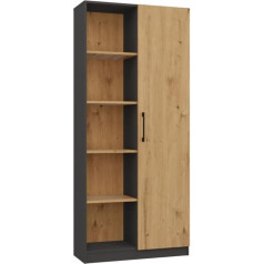 CDF Biroja grāmatu plaukts RD-80 | Krāsa: Antracīts - Oak Artisan | Dzīvojamai istabai, birojam, kabinetam | Moderns | Plaukts grāmatām un rotaļlietām | Ideāli piemērots bērnu, pusaudžu, jauniešu istabai