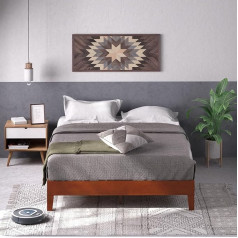 ‎Zinus Zinus Wen gulta 140 x 200 cm - augstums 30 cm - luksusa koka platformas gultas rāmis ar koka redeļu līstēm - brūns
