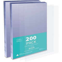 Binditek 200 Mikron A4-Bindungshüllen, PVC, caurspīdīgs, quadratische Ecken, negluds, Buro un Schulbedarf, 200 Stück