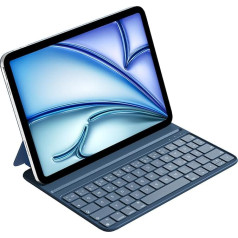 HOU futrālis ar tastatūru, īpaši plāna tastatūra iPad Air 6 11 collu 2024, iPad Air 5/4 10,9 collu, iPad Pro 11 4/3/2/1, mākslīgās ādas izskats, ergonomisks leņķis, QWERTZ, zils