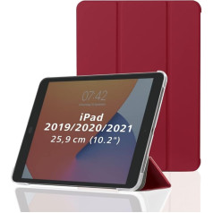 Hama Apple iPad 2021 / 2020 / 2019 10,2 collu flip case for Apple Tablet 10.2 Inch Gen 7/8/9, aizsargvāciņš ar statīva funkciju, caurspīdīga aizmugure, magnētiskais vāciņš, sarkans