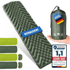 ONLYHIKE® Ultraviegls āra kempinga matracis I 500 g guļammatracis Ultraviegls un ļoti kompakts guļammatracis I Atpūtas miegs kempingā un brīvā dabā - olīveļļas krāsā