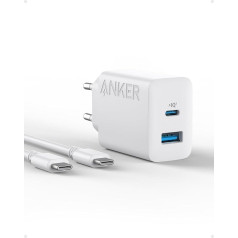 Anker 20 W USB C lādētājs, iPad barošanas bloks, USB ātrās uzlādes lādētājs, iPad lādētājs, saderīgs ar iPhone 16/15/iPhone 15 Plus/iPhone 15 Pro/iPhone 15 Pro Max/iPad un citiem (ar 150 cm USB-C)