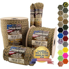 TOUGH-GRID Paracord - 100% neilona militāro specifikāciju IV tips - militārām vajadzībām, amatniecībai, šūpuļtīkliem, ārkārtas situācijām