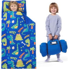 Joiedomi 139×51 cm Schlafmatte für Kinder Schlafsack mit Kissen und Decke-aufrollbare Schlafmatte für den Vorschulbereich-für Jungen und Mädchen, Übernachtung im Alter von 3-7 Jahren