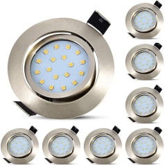 HiBay 8 Ultra Flat LED iegremdējamie starmeši neitrāli balts 5 W griestu starmeši 230 V nerūsējošais tērauds 72 mm - 78 mm matēts iegremdējamais apgaismojums 40° pagriežams