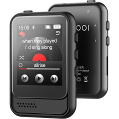 Bluetooth MP3 atskaņotājs, portatīvais mūzikas atskaņotājs ar iebūvētu Micro SD kartes slotu un HD skaļruni, atbalsta FM radio, balss ierakstīšanu, pilnībā skārienjūtīgs ekrāns, maksimāli 256 GB paplašināms