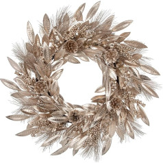 60 cm Ziemassvētku vainags Šampanieša mākslīgais durvju vainags ar magnolijas lapām ogām Priežu čiekuri Ziemassvētku rotājums ziemas Ziemassvētku dekorēšanai