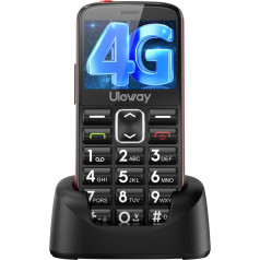 Tosaju 4G mobilais tālrunis senioriem bez līguma, mobilais tālrunis ar lielām pogām, mobilais tālrunis senioriem ar Simlock-Free pogu, ar uzlādes staciju, avārijas izsaukuma poga, 1000 mAh