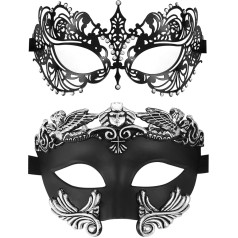 Oidea Maskarāde maska pārim - Vintage senās romiešu grieķu Venēcijas maska mežģīņu maskas metāla Halloween Prom ballīte kostīms bumba Mardi Gras maska sievietēm vīriešiem