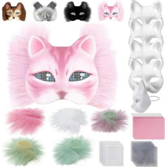 XIEXIESHER DIY kaķu maska, kaķu maskas krāsošanai, Helovīna maskas, dzīvnieku maskas krāsošanai, teriāņu maska, kaķu maska karnevālam, Cosplay, Helovīna ballītei sievietēm Meitenes