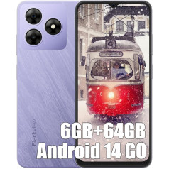Blackview Wave 8C Android 14 Mobilais tālrunis bez līguma, Octa Core 6GB + 64GB + 2TB SD, 6,56