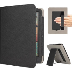 RSAquar Hülle für 7-Zoll Kindle Colorsoft Signature Edition und All-New Kindle Paperwhite (2024 Release), Vollschutz-Hülle mit Auto Sleep/Wake, Handriemen und faltbarem Ständer - Schwarz