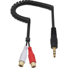 Duttek Audio kabelis 3.5mm uz RCA 3.5mm Male 3 Pin uz 2 RCA Female Stereo Y Splitter sarkanbaltsarkans Aux kabelis MP3 atskaņotājiem, CD atskaņotājiem, portatīvajiem datoriem, planšetdatoriem 80cm