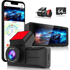 Autokamera ar 4K izšķirtspēju, WiFi Dash Cam ar GPS un cilpas ierakstīšanu, Dash Cam ar 170° platleņķa objektīvu un nakts redzamību, Dash Camera ar G-sensoru, autostāvvietas monitoru