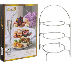 eGenuss Plate Stand 3 līmeņu nerūsējošā tērauda servēšanas statīvs 3 līmeņi ar neslīdošām kājām Plate Rack for 3 Plates Dishwasher Safe 3 līmeņu statīvs plāksnēm Serving Stand