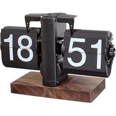 Baoblaze Flip galda pulkstenis, automātiskais lapu pagriešanas pulkstenis, Retro Flip pulksteņa pulkstenis, galda pulkstenis, mehāniskais Flip pulkstenis, melns, 24H