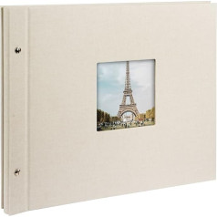 goldbuch Bella Vista Skrūvējamais albums ar attēlu izgriezumiem, 39 x 31 cm, 40 lappuses ar aizsargājošiem dalītājiem, izvelkams lina audums, pelēks, 28, smilšu pelēks, 39 x 31 cm