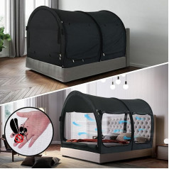 Alvantor Gultas baldahīns Gultas teltis 2-in-1 Sapņu teltis Privātums Istabas Twin izmēra guļamtelpas Teltis iekštelpu Pop Up Pārnēsājamie rāmja aizkari Elpojošs pelēks māja Gaismas un gaisa ventilācijas samazināšana