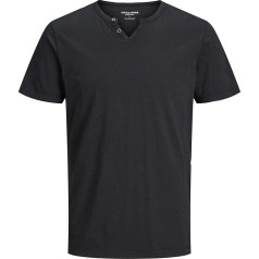 JACK & JONES JJESPLIT Vīriešu krekls ar V veida apkakli un īsām piedurknēm no kokvilnas krekla ar pogām