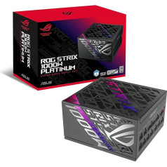ASUS ROG Strix 1000W Platinum barošanas bloks, 80 Plus Platinum, ATX 3.1, Cybenetics Lambda A+, GAN Mosfet, GPU-First Intelligent Voltage Stabilizer, 10 gadu garantija