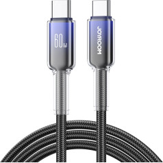 Crystal-Clear Series 60W USB-C kabelis - USB-C 1,2 m - melns