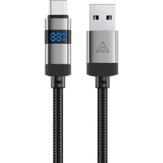 Acefast USB-A - USB-C kabelis ar displeju 480Mb/s 66W 1,2 m - melns