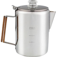 YCHUCH Edelstahl Kaffeemaschine mit Skala Große Kapazität Kaffeekannen für Camping und Heimgebrauch 9 Tassen Kapazität