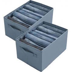 Garderobes organizators, stackable organizatoru sistēma, garderobes skapis, organizators biksēm, džinsu biksēm, atvilktnēm, drēbju uzglabāšanas kastes, izgatavotas no PP kartona (7 x pelēks, 2 iepakojums)