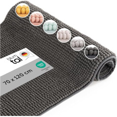 Blumtal Badematte 70x120 cm Hochflor Chenille - Oeko-TEX zertifizierter Badteppich - Badematten & Badteppiche - Duschvorleger - Badvorleger waschbar - Bath Mat - Badezimmerteppich groß in Dunkelgrau