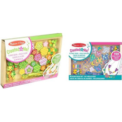 Melissa & Doug koka pērlīšu komplekts Butterflies (120 pērlītes) & 14178 Koka pērlīšu komplekts, Flower Power, Multi-Colour