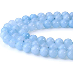 JOVIVI 8 mm Natürliche Blaue Aquamarin-Steinperlen für handgefertigten Schmuck, Perlen aus Steinen und Kristallen, runde Edelsteine für Modeschmuck Armband Halskette DIY Schmuckherstellung (96 Stück)