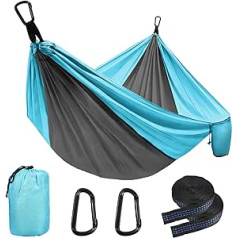 YARNOW Camping Hammock Īpaši viegls divslāņu āra šūpuļtīkls ceļojumu šūpuļtīkls ar 2 karabīnēm + 2 koku siksnām lietošanai iekštelpās ārā