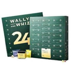 Wally un Whiz — Adventes kalendārs 2023. gadam — Dānijas gardēžu augļu sveķi — 12 garšas, 23 maisiņi un 1 kārba vīna gumijas — Ziemassvētku kalendārs — vegāni/bez glutēna — dabīgas garšas un krāsas — 393 g