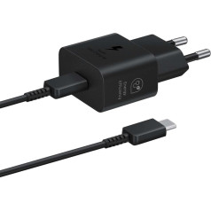 Samsung GaN 25W SFC tīkla lādētājs ar USB-C kabeli melns